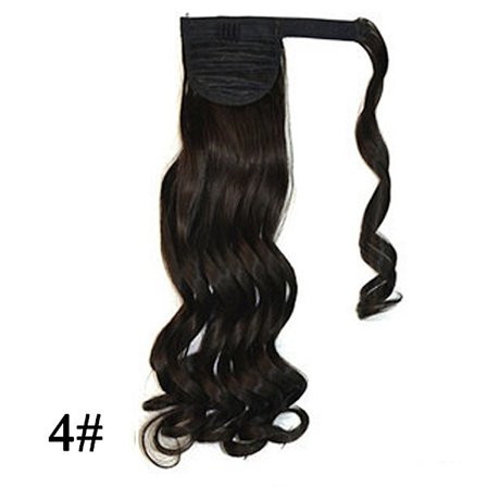 22" syntetiska hästsvansförlängningar linda runt lång rak falsk hästsvans Mjuk klämma i hårförlängningar Pony Tail falskt hår