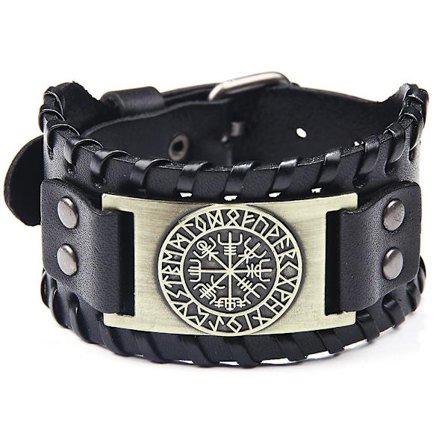 WABJTAM Pirat Vintage Armbånd Kompas Herrearmbånd Bredt Armbånd Læderarmbånd Fødselsdagsgaver Ferie Souvenirs