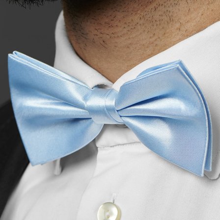 Shiny Baby Blue Basic Pre-Tied Bow Tie for Men - Pre-tied bow ties