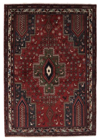 150X213 Koberec Afshar/Sirjan Orientální Černá/Tmavě Červená (Vlna, Persie/Írán) Carpetvista