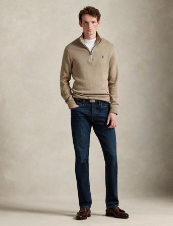 Polo Ralph Lauren Cotton Quarter-Zip Sweater - Beige - XS