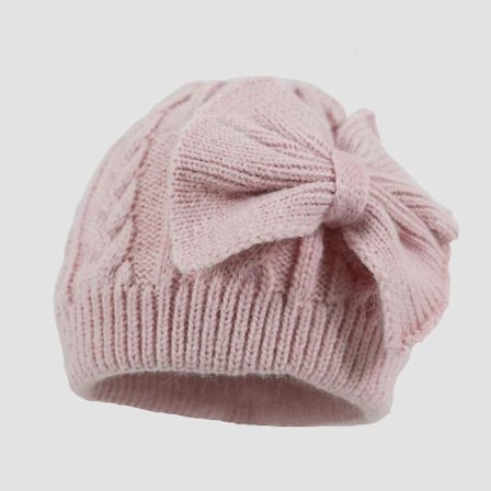 Baby Vintermössa Med Söt Rosett, Lämplig För Barn 0-12 Månader (Rosa)