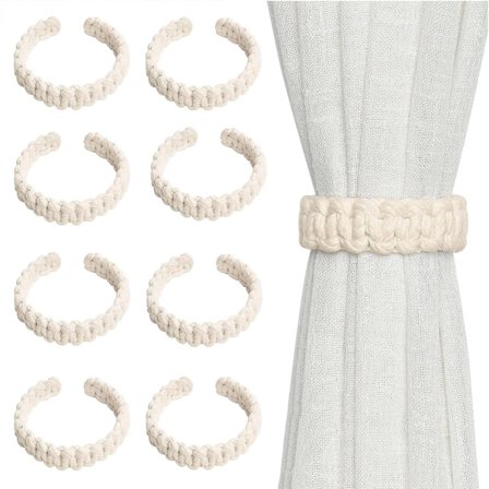 8 stk. - Gardinholdere - flettede gardinbånd - boho stil - landlig stil - h&