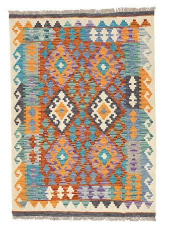 124X169 Alfombra Kilim Afghan Old Style Oriental Marrón/Naranja (Lana, Afganistán) Carpetvista