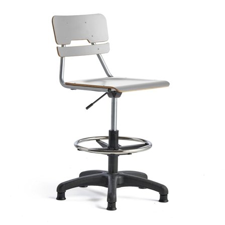 Stuhl LEGERE höhenverstellbar, große Sitzfläche, mit Gleitfüßen, H 500-690 mm, grau
