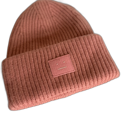 Rosa ribbstickad mössa Acne Studios