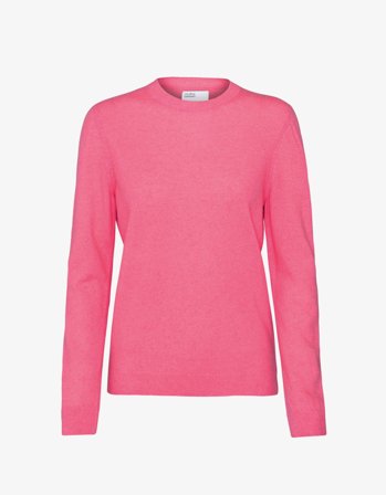 Women Light Merino Wool Crew - Bubblegum Pink - S
