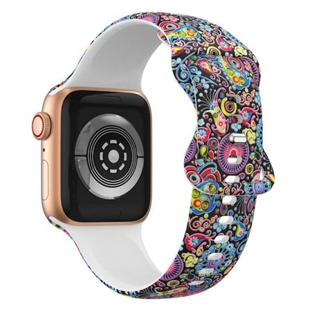 Apple Watch (45 mm) silikoneurrem i designstil - Farverige Vandmænd