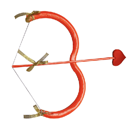 Cupid Buesett med Piler - Lekebue for Småbarn, Kostyme i Skum, Kjærlighet! orange