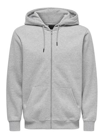 Onsceres Zip Thr. Hoodie Sweat Noos Grey ONLY & SONS