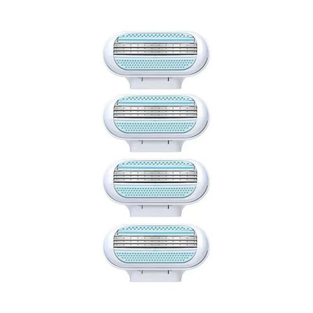 1 bladhållare, 4 blad, släta rakblad för kvinnor, släta a