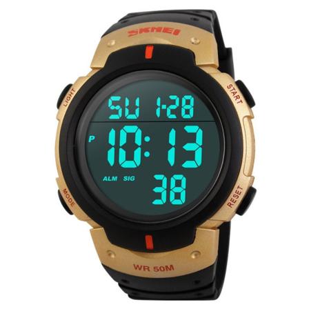 Sportsklokker for menn LED Digitalklokke GULL Gold