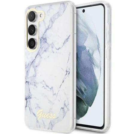Guess Galaxy S23 Plus Mobilskal Marble - Hvid