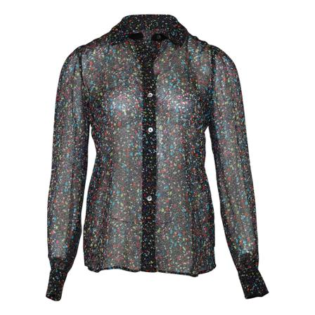 Diane Von Furstenberg, Mariah Bouclé Trim Confetti Print Blouse Czarny, Kobieta, Rozmiar: S