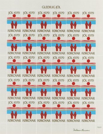 Færøerne - Julemærkeark 1979 - Utakket øvre marginal - Ubrugt eller foldet