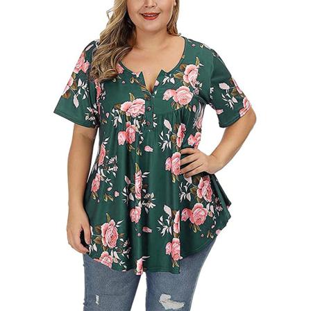 Sommar T-shirt Dam 5xl Stor Storlek Lös Casual Kortärmad L