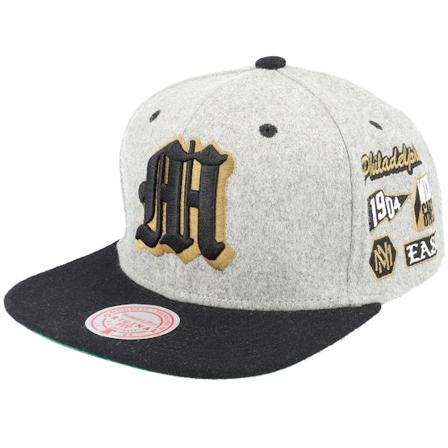 Mitchell & Ness - Grå snapback Caps - Own Brand Melton Patch Grey/Black Snapback @ Hatstore