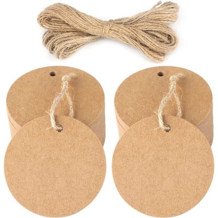 100 st Kraftpapper Etiketter Presentetikett-Rund Etikett 5x5cm Kraft Etiketter, ZQKLA
