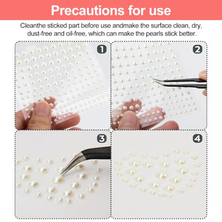 660 st självhäftande pärlstickers, vita pärlstickers för DIY-hantverk, scrapbooking, smycken, kläder, smink, festival, karneval