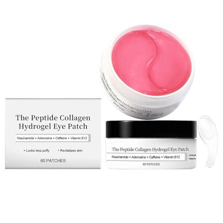 60 stk. Øjenmaske til kvinder, Peptid Kollagen Hydrogel Øjenplaster Anti-Aging Bekæmper Fine Linjer mod Hævede Øjne og Mørke Rande