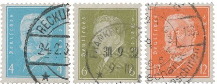 Tyske Rige 1931-32 - MICHEL 454+465-466 - Stemplet