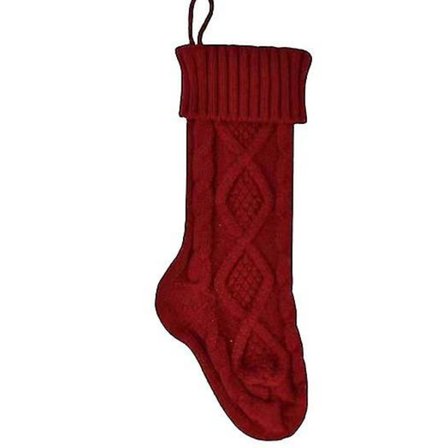 Förpackning med 1, 18" Unika vinröda stickade julstrumpor Stil2