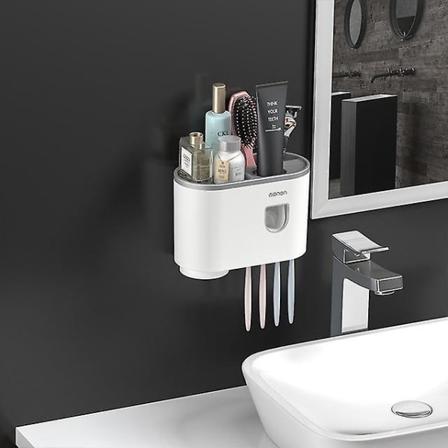 Väggmonterad magnetisk vattentät tandborsthållare Grey 1cup