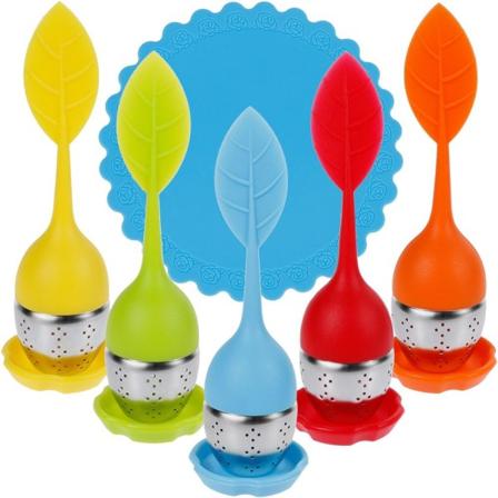 5 stk. Teinfusersett Silikon Diffuser Teekule Stainless Ste DXGHC