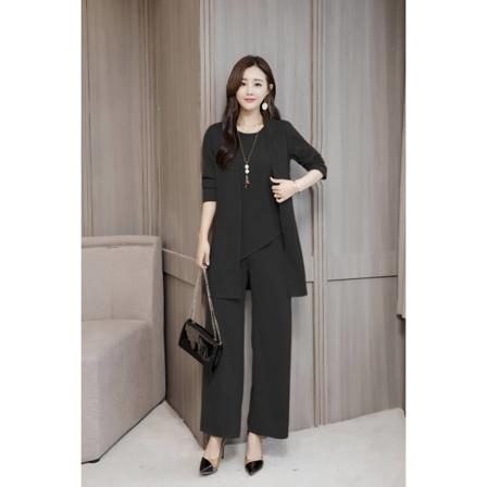 Elegant och moderiktig tredelad uppsättning: andningsbar, anti-rynka, miljövänlig, noppfri (XL)