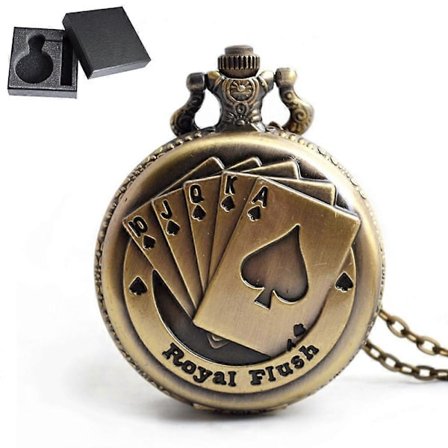 Vintage Poker Fickur Kvarts Fickur med Kedja, Fickur Romerska Siffror Antikt Goussetur för Män Kvinnor Pa