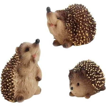 CDQ 3-pack Trädgård Igelkott Staty, Djurskulptur, Hartsfigur Dekoration, Miniatyr Landskapsdekoration för Uterum