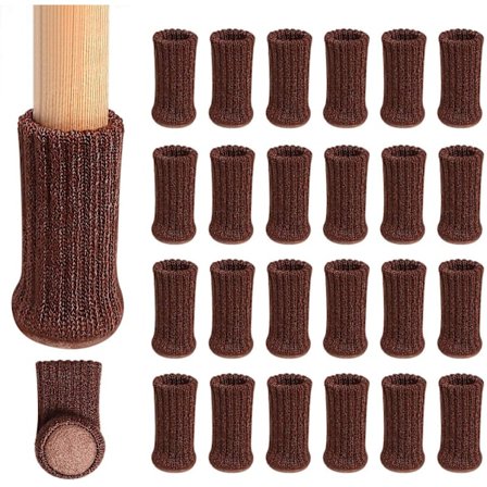 Stickade bordsstolsbensskydd Elastiska stolsmöbler strumpor set Trägolvskydd för möbelben, Brun, 24-pack (mörkbrun)