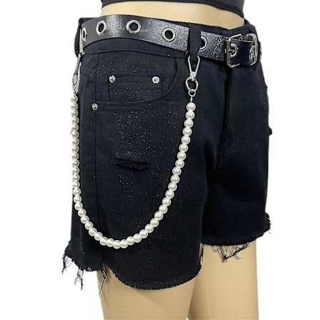 Bukse-kjede med falske perler, lommekjede i jeans, rock-stil