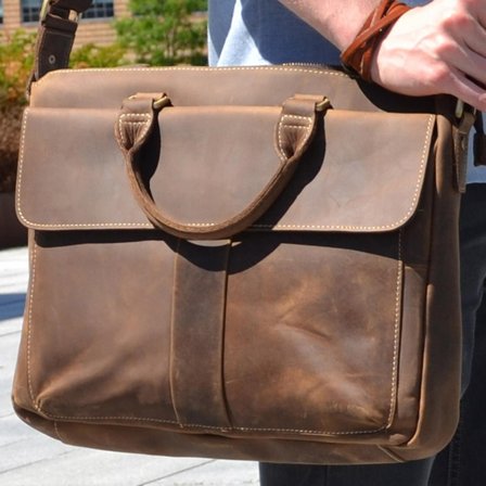 Sac en cuir brun classique rétro pour hommes - Sacs en cuir