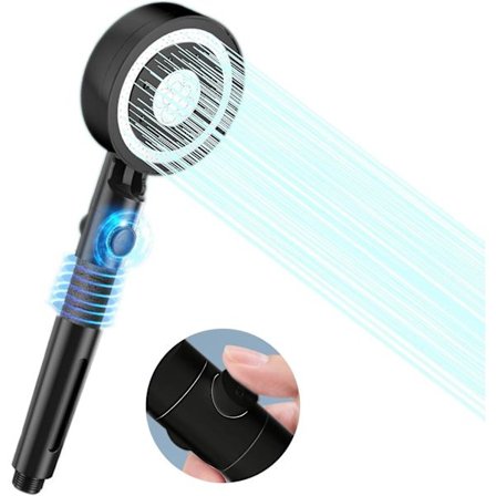 Duschhuvud, 4 lägen med pausfunktion, högtrycksduschhuvud med handdusch, klor- och fluorfilter