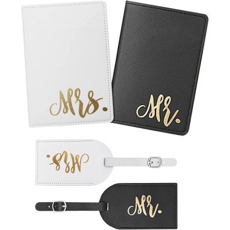 2 stk. Pasbetræk og 2 stk. Bagagemærker, Mr And Mrs Paspor