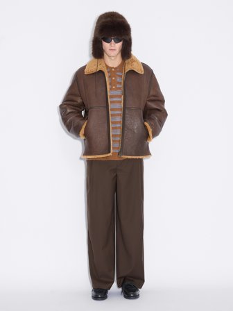 Holzweiler Lou Shearling Jacket - Dk. Brown - Men's - XL