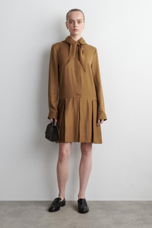 COS Women's Scarf Detail Dropped Waist Mini Dress in Brown