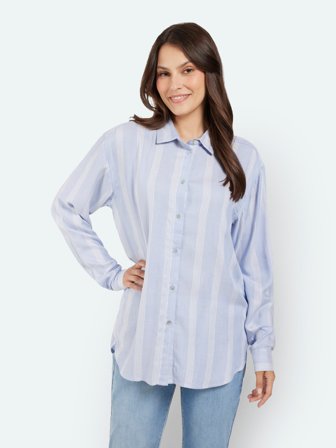 JENSEN - Langærmet Skjorte - Lys Blå - Stribet