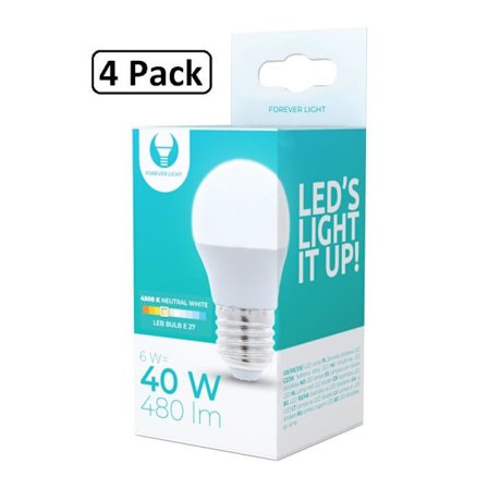 4-Pack Naturvit LED-lampa E27 6W 480lm (4500K) FOREVER