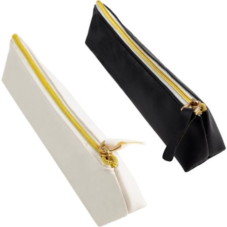 2 stk smale penalhus, lite penalhus i skinn, mini penalhus i mykt skinn, hvitt og svart penalhus, smalt penalhus for kvinner