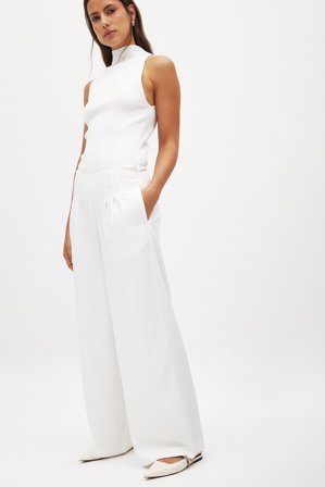 NA-KD - Bred bukse med middels liv - Skreddersydde bukser - Offwhite - EU 40