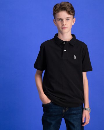 U.S. Polo Assn. DHM Pique Polo Czarny Koszulki polo Chłopiec - Kids Brand Store
