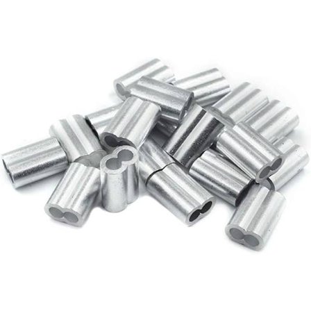 20x Aluminium Crimp Sleeve med Dobbel Ferrule 6.0mm Aluminium Ferrule, Crim