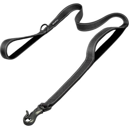 5 fot Heavy Duty hundkoppel med mjukt vadderat dubbelt handtag, hållbart starkt spänne hundkoppel, reflekterande nylon promenadstång för stora, 