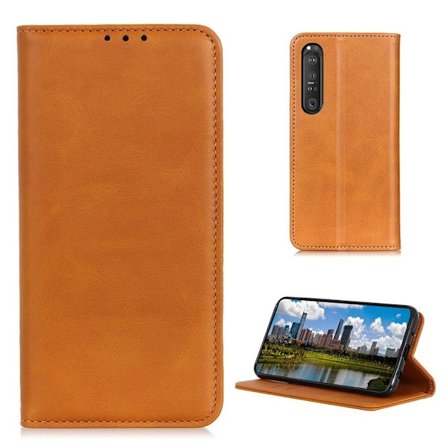 Äkta läder Sony Xperia 1 III fodral - Gul