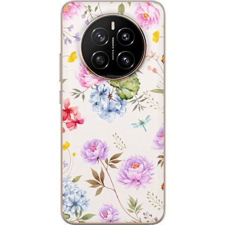 Yhteensopiva Puhelinkuori Honor Honor Magic7 Kukkakuviota käsinmaalatuilla kukilla, perhosilla ja hyönteisillä romanttiseen skandinaaviseen tyyliin