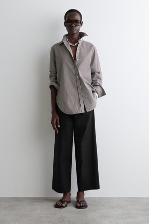 COS Femme Pantalon À Lacet De Serrage En Coton in Noir