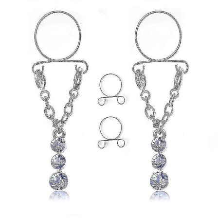 Ikke-piercet Clip-On Brystvortring Justerbart Smykke Brystvortring 1 Par