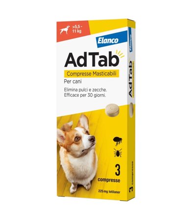 Adtab Per Cani Da 5,5 A 11kg 3 Compresse Masticabili 225mg